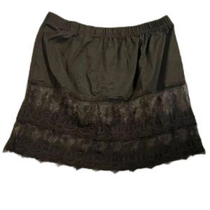 Womens Layered Tiered Sheer Lace Trim Extender Half Black